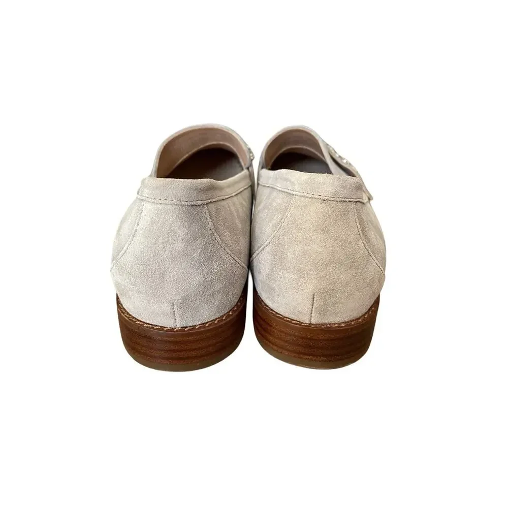 Vionic Light Gray Suede Avvy Bejeweled Rhinestone Loafers size 8